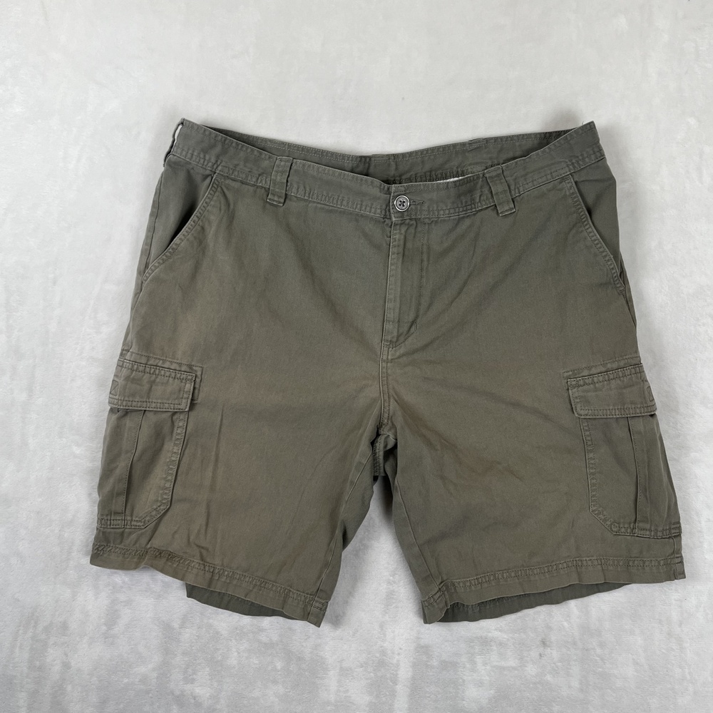 Columbia Cargo Shorts Mens 40 Green Canvas 10 Inseam Travel Outdoor
